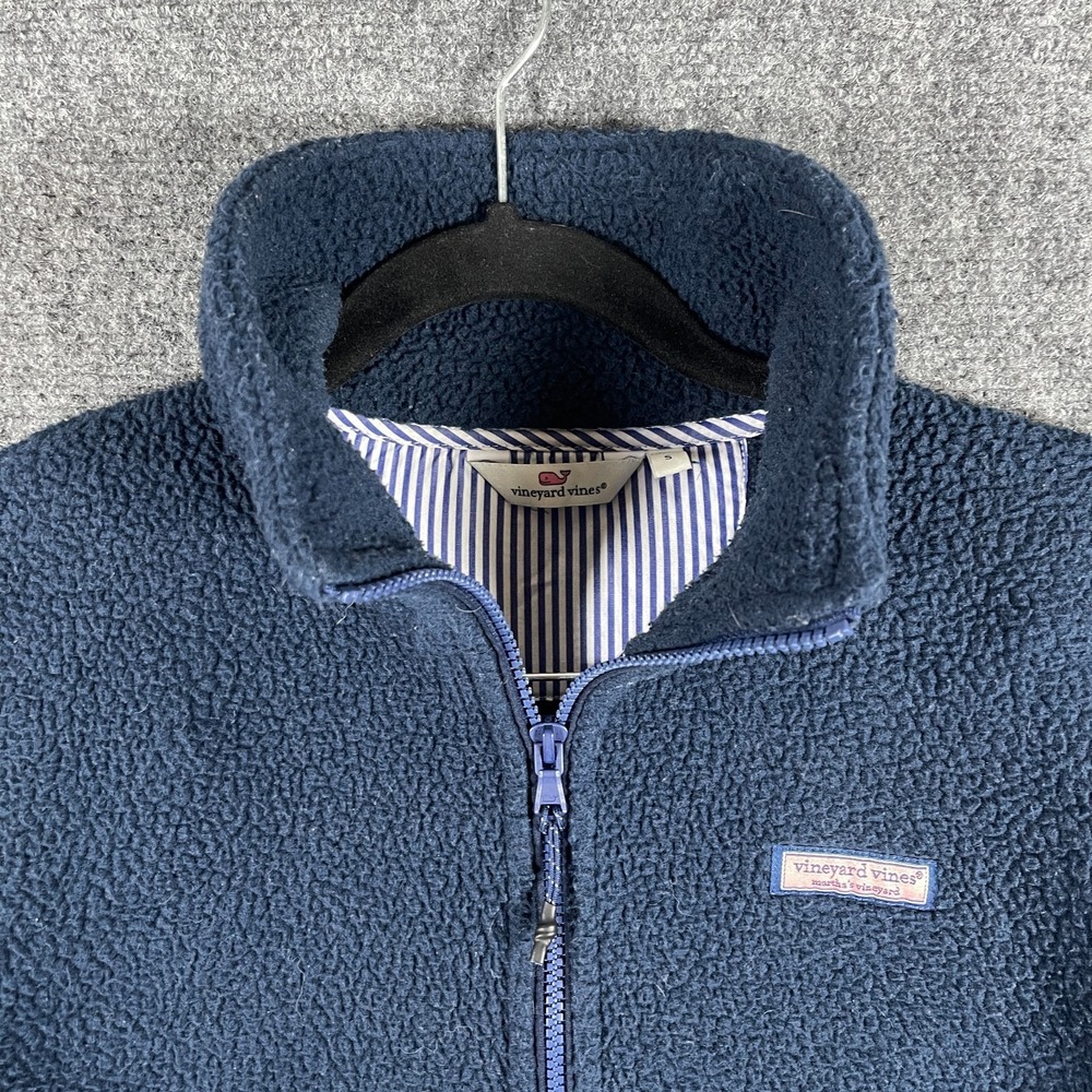 Vineyard Vines Half Zip Deep Pile Fleece Jacket Navy Blue Womens Small #2561 - Picture 6 of 10